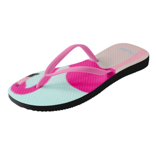 Schattige roze flamingos in liefde teenslippers (Schuin)
