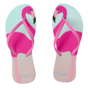 Schattige roze flamingos in liefde teenslippers