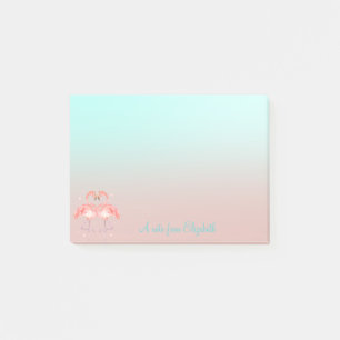 Schattige roze flamingos in Love Ombre Post-it® Notes