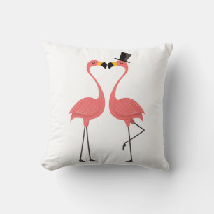 Schattige Roze Flamingo's Liefhebben Tropisch Trou Kussen