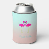 Schattige roze flamingos op maat van liefde blikjeskoeler (Blikje Achterkant)