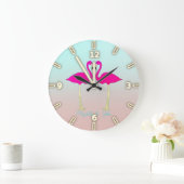 Schattige roze flamingos op maat van liefde grote klok (Huis)