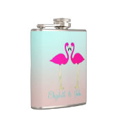 Schattige roze flamingos op maat van liefde heupfles (Rechts)