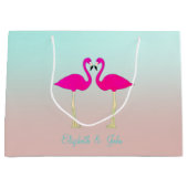 Schattige roze flamingos op maat van liefde large cadeautasje (Voorkant)