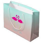 Schattige roze flamingos op maat van liefde large cadeautasje (Achterkant Gekanteld)