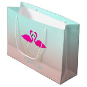 Schattige roze flamingos op maat van liefde large cadeautasje (Voorkant Gekanteld)