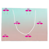 Schattige roze flamingos op maat van liefde large cadeautasje (Achterkant)