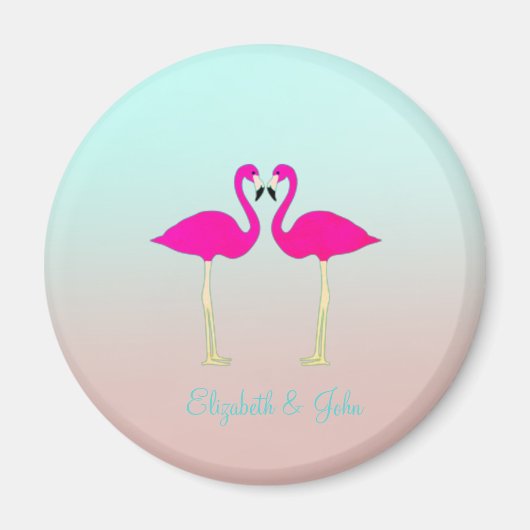 Schattige roze flamingos op maat van liefde magneet (Voorkant)