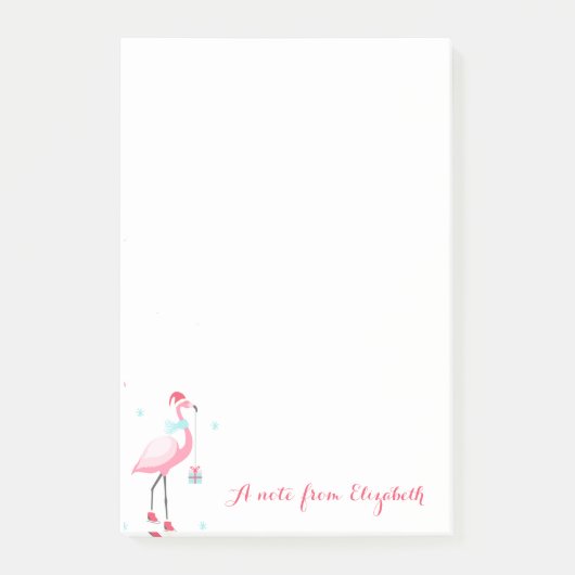 Schattige Roze Flamingo's Presenteren Sneeuwvlokke Post-it® Notes (Voorkant)