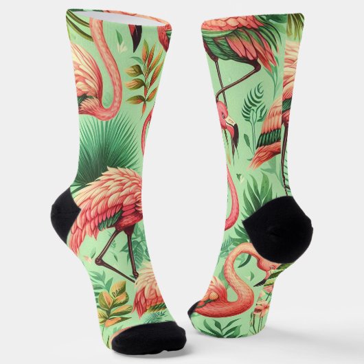 Schattige roze flamingo's Sokken (Gebogen)
