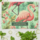 Schattige roze flamingo's Theedoek (Gevouwen)