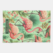 Schattige roze flamingo's Theedoek (Horizontaal)