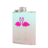 Schattige Roze Flamingo's Verliefd-Persoonlijk Heupfles (Links)