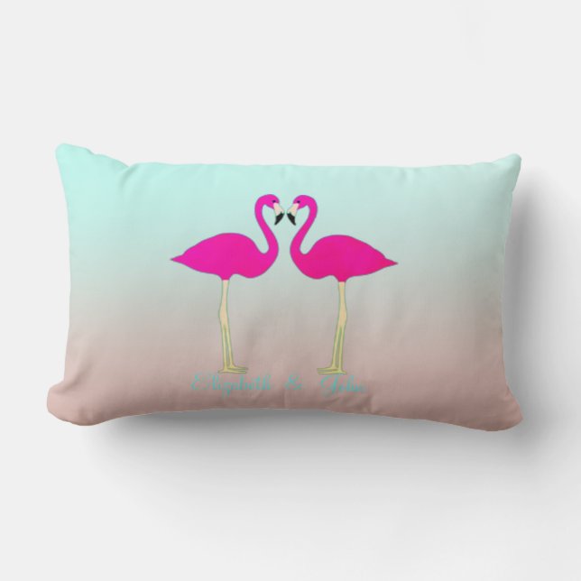Schattige Roze Flamingo's Verliefd-Persoonlijk Kussen (Voorkant)