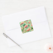  Schattige roze flamingo's Vierkante Sticker (Envelop)