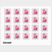 Schattige roze flamingostrand Zomer Vierkante Sticker (Vel)