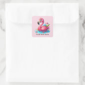 Schattige roze flamingostrand Zomer Vierkante Sticker (Tas)