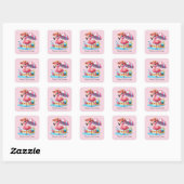Schattige roze flamingostrand Zomer Vierkante Sticker (Vel)