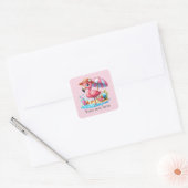 Schattige roze flamingostrand Zomer Vierkante Sticker (Envelop)