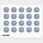 Schattige Roze Flamingo'sTropisch blad,Gestreept Ronde Sticker (Vel)