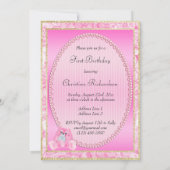 Schattige roze floppy oortjes konijntje eerste ver kaart (Achterkant)