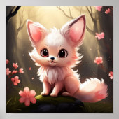 Schattige roze Foxy Fantasy Creature Poster (Voorkant)