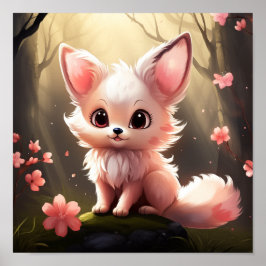 Schattige roze Foxy Fantasy Creature Poster