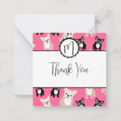 Schattige roze Frans buldog patroon Notitiekaartje (Voorkant)