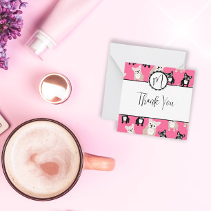 Schattige roze Frans buldog patroon Notitiekaartje