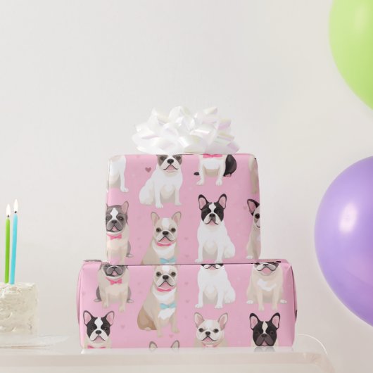 Schattige roze Frans Bulldog hart inpakpapier (Feestgeschenken)