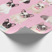 Schattige roze Frans Bulldog hart inpakpapier (Hoek)