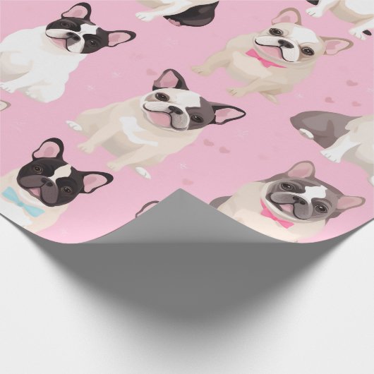 Schattige roze Frans Bulldog hart inpakpapier (Hoek)