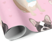 Schattige roze Frans Bulldog hart inpakpapier (Rol Hoek)