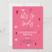 Schattige Roze Galentine's Day Party Brunch Diner Kaart (Voorkant)