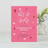 Schattige Roze Galentine's Day Party Brunch Diner Kaart (Staand voorkant)