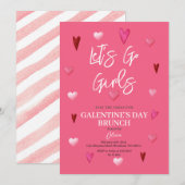Schattige Roze Galentine's Day Party Brunch Diner Kaart (Voorkant / Achterkant)