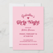 Schattige Roze Galentine's Girls Night Party Kaart (Voorkant)