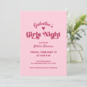 Schattige Roze Galentine's Girls Night Party Kaart (Staand voorkant)