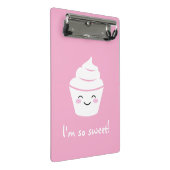 Schattige roze geanimeerde cupcake mini klembord (Schuin)
