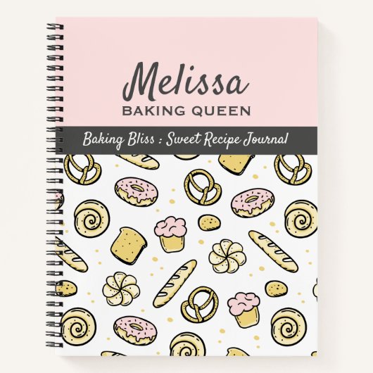 Schattige Roze Geel Bakken Queen Journal Notitieboek (Voorkant)