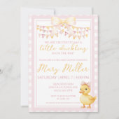 Schattige Roze & Geel Duckling Baby shower Uitnodi Kaart (Voorkant)