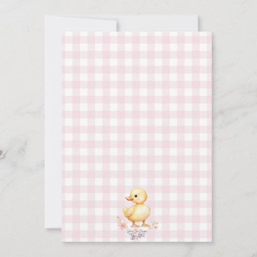 Schattige Roze & Geel Duckling Baby shower Uitnodi Kaart (Achterkant)