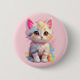 Schattige roze geel kawaii kitten ronde button 5,7 cm