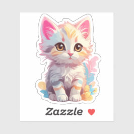 Schattige roze geel kawaii kitten sticker