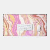 Schattige roze & geel patroon bureaumat (Keyboard & Muis)