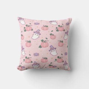 Schattige Roze Geest Pastel Halloween Trick or Tre Kussen