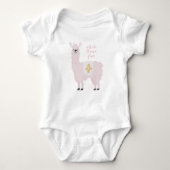 Schattige Roze Geheel Llama Fun Baby Romper (Voorkant)