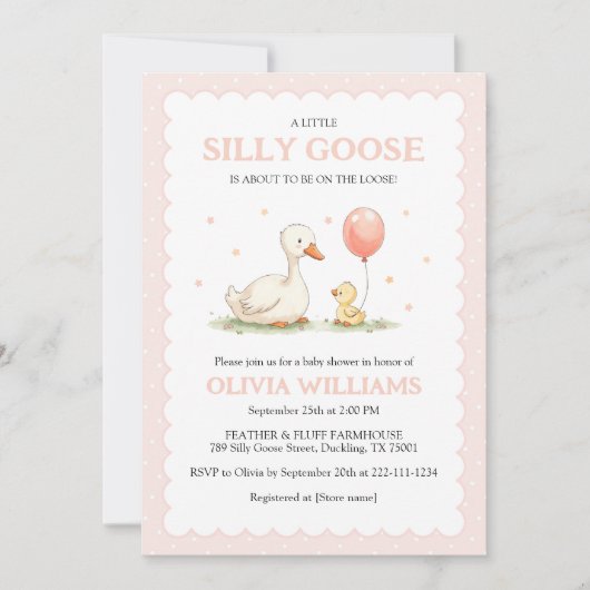 Schattige Roze Gekke Goose Girl Baby shower Kaart (Voorkant)