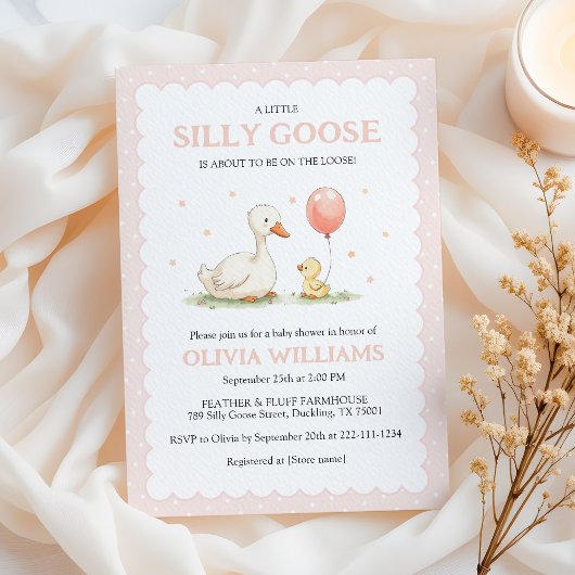 Schattige Roze Gekke Goose Girl Baby shower Kaart