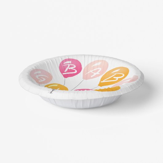 Schattige roze gele ballonnen baby meisje Baby sho Papieren Kommen (Gebogen)